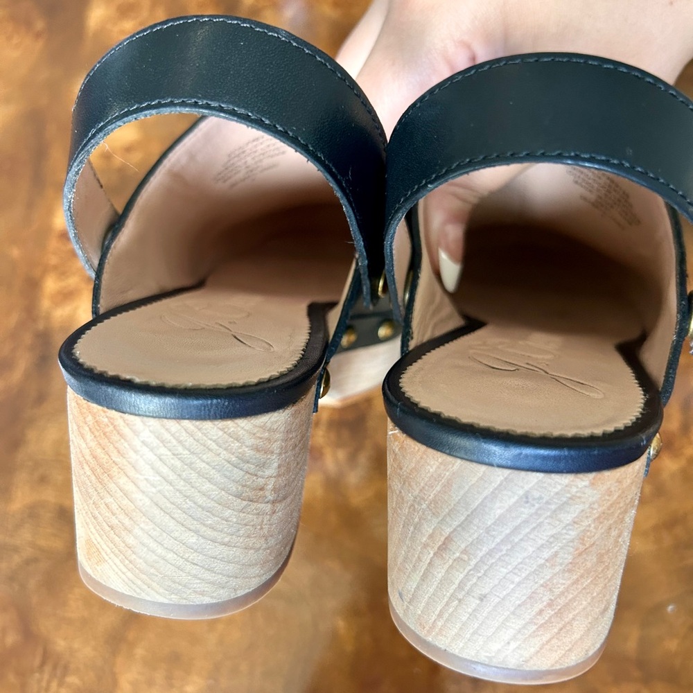 J. Crew Black Leather Clogs with Gold Accents - Picture 5 of 7